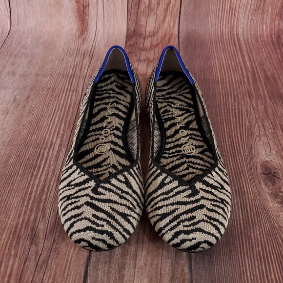 Rothys Womens Size 7.5 The Flat Zebra Animal Print Ballet Shoes Retired - Picture 4 of 13